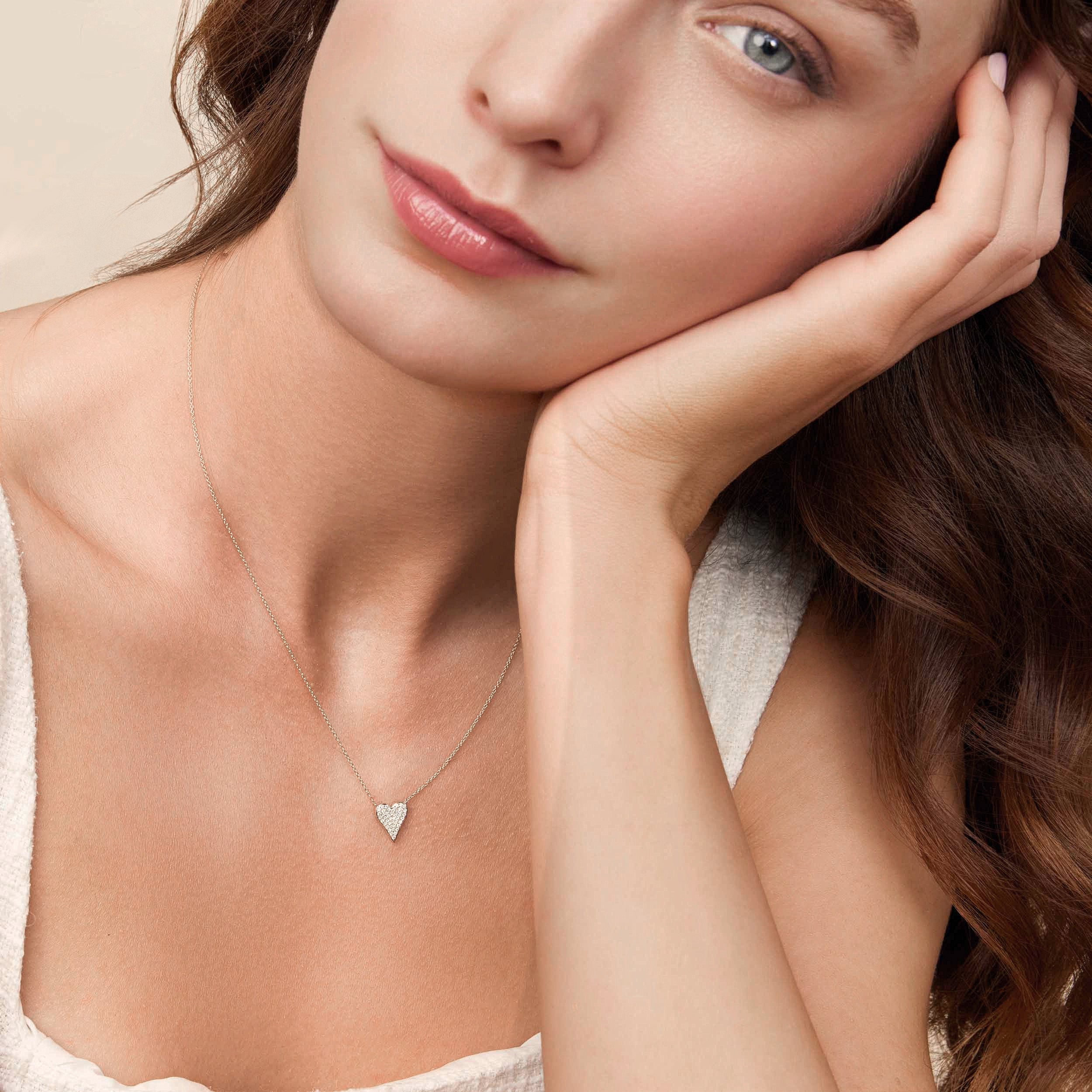 Radiant Diamond Heart Pendant Necklace