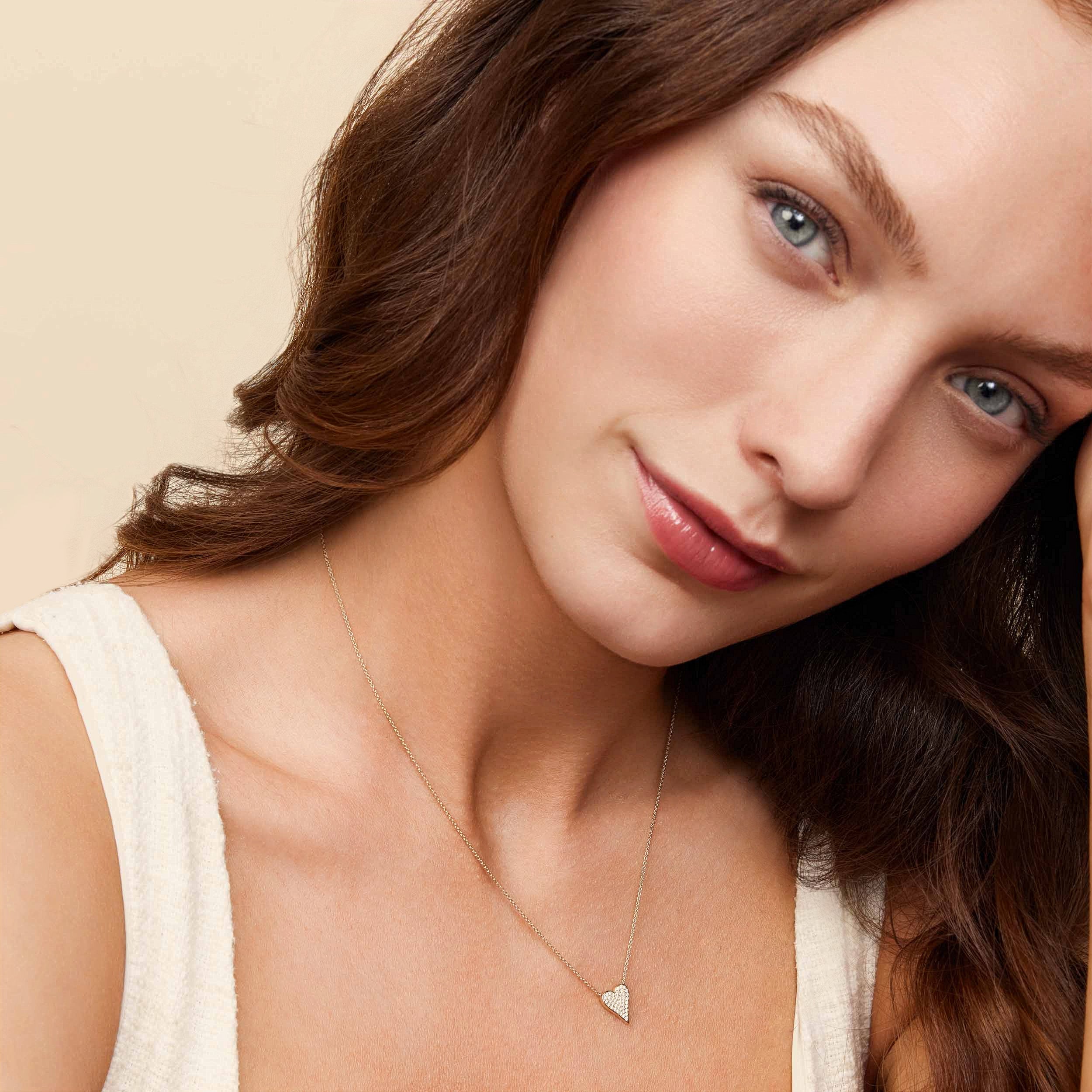 Radiant Diamond Heart Pendant Necklace