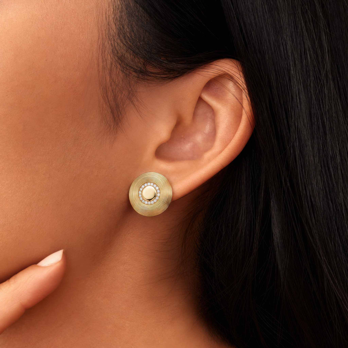 Renaissance Natural Diamond Round Studs - View 2