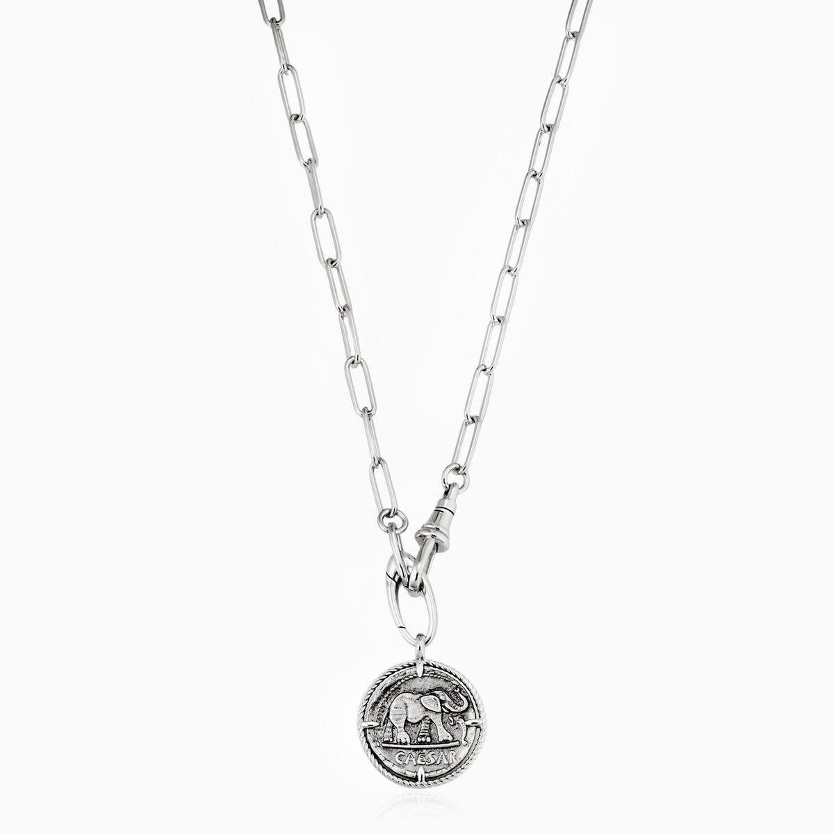 Roman Elephant Medallion Pendant Necklace