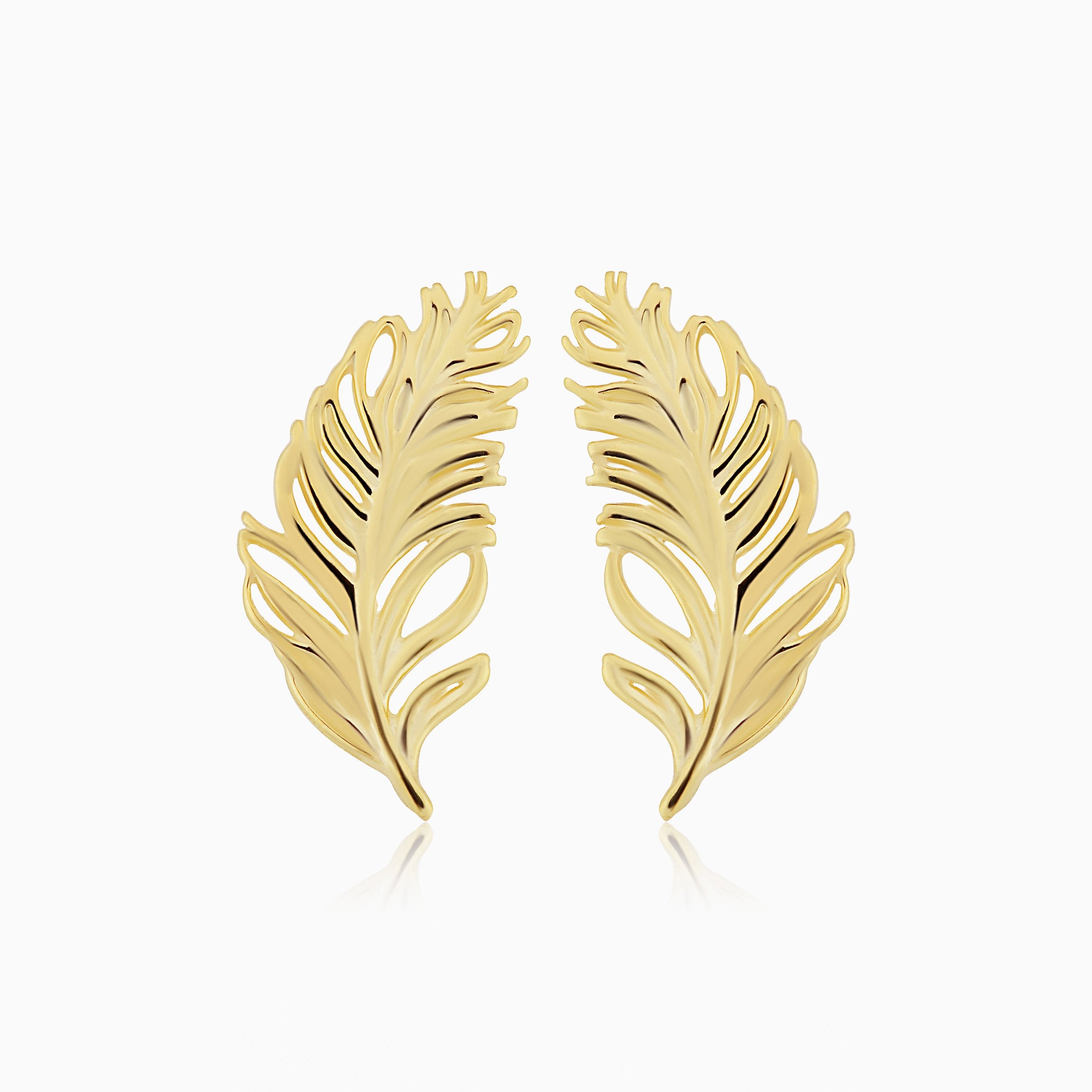 Gold Feather Studded online Earrings