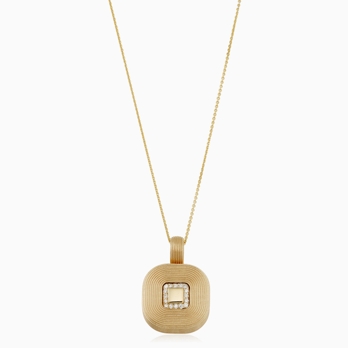 Renaissance Square Natural Diamond Pendant Necklace