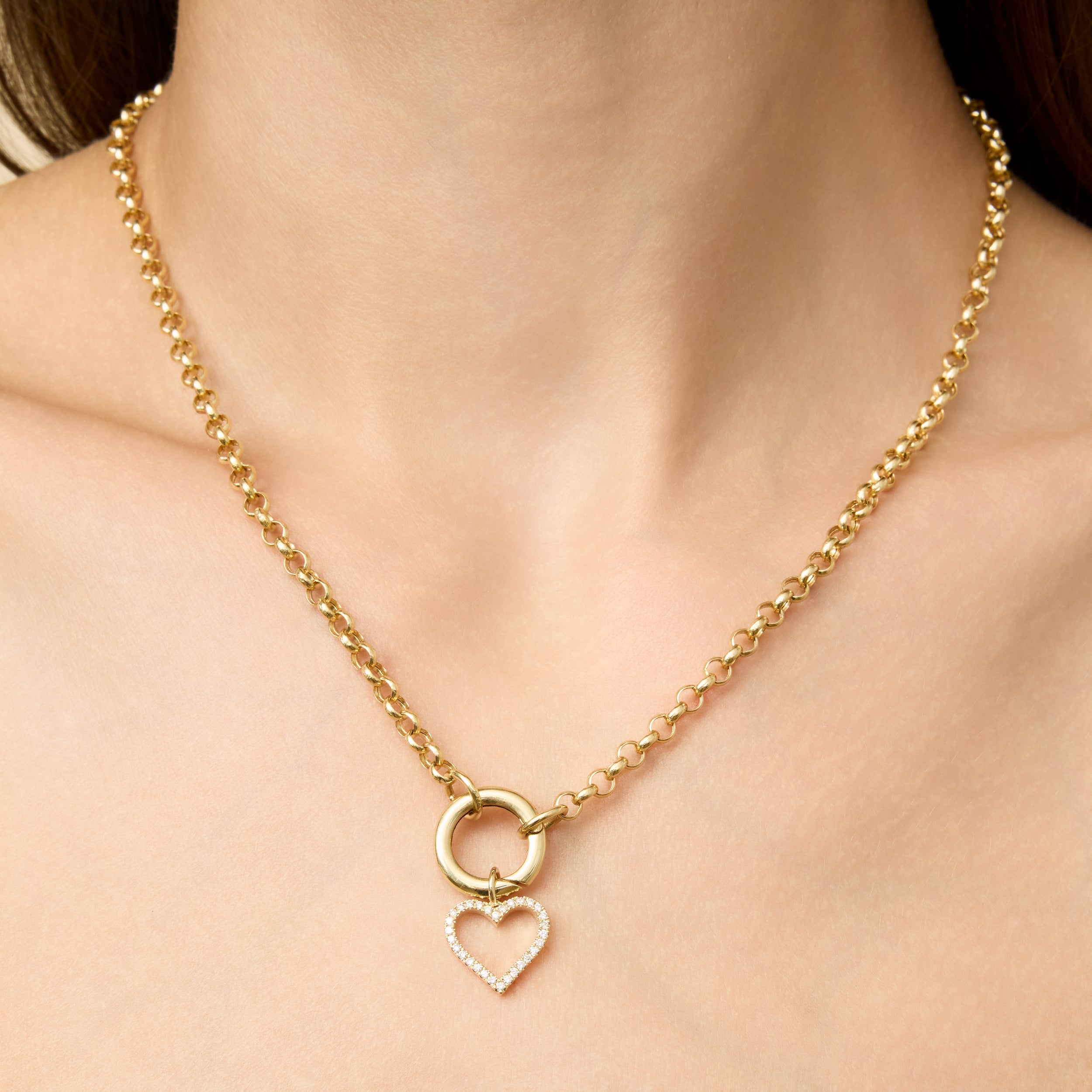 Open Heart Diamond Pendant Charm