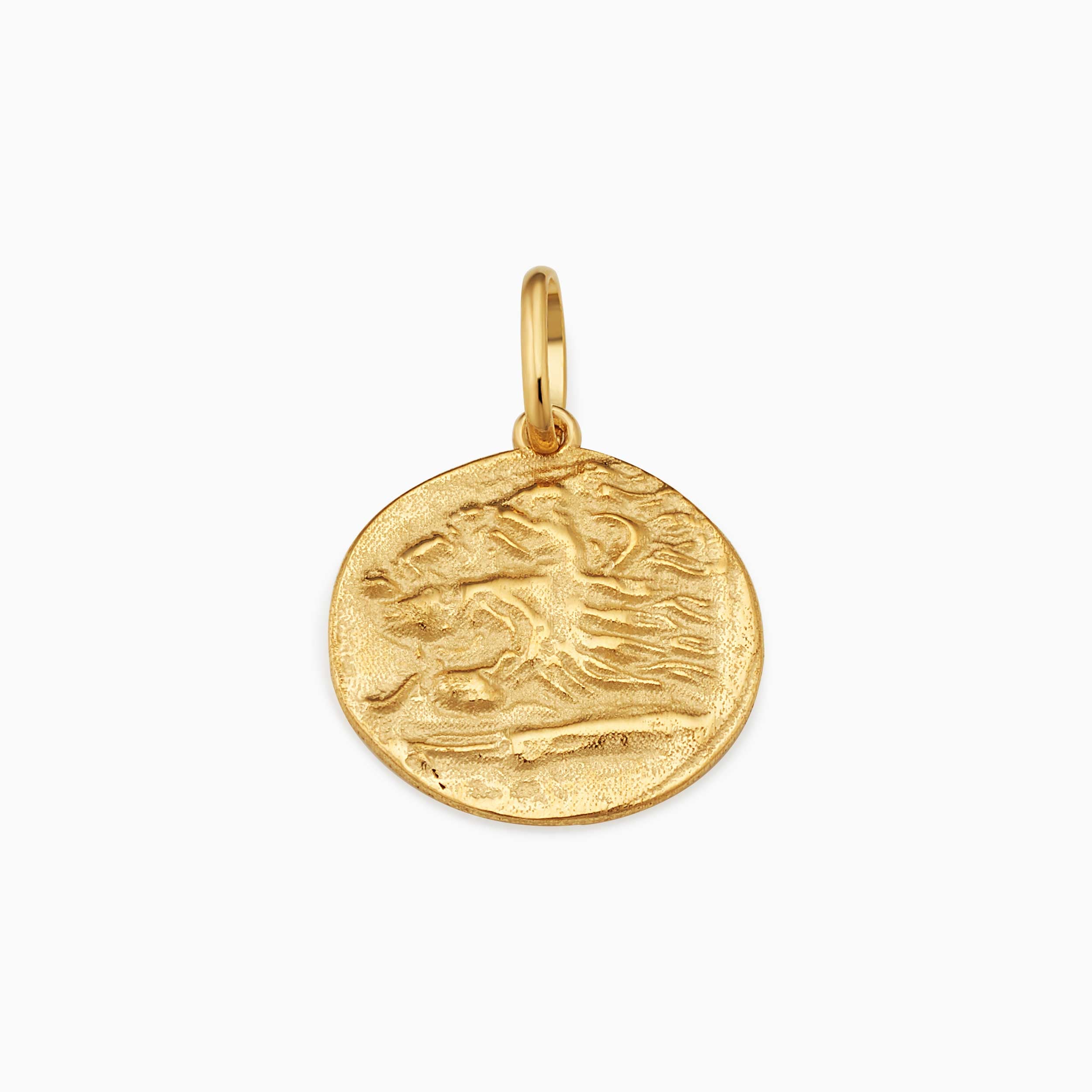 Greek Lion Medallion Pendant Charm