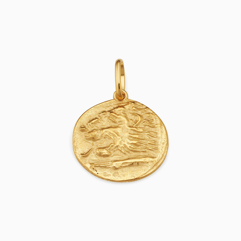 Greek Lion Medallion Pendant Charm