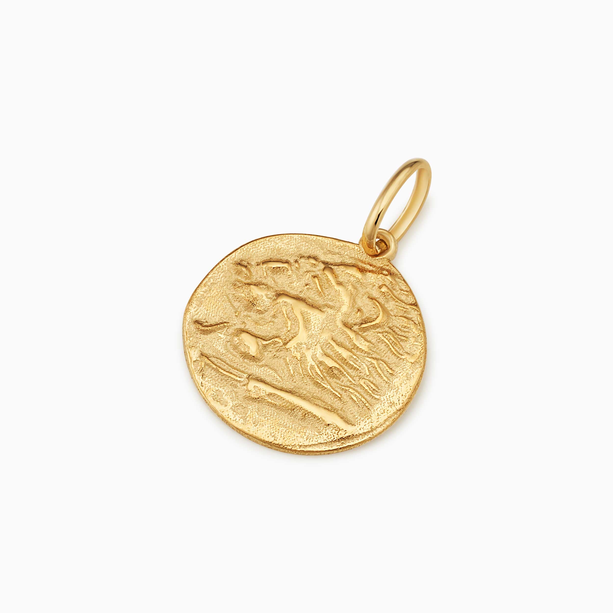 Greek Lion Medallion Pendant Charm