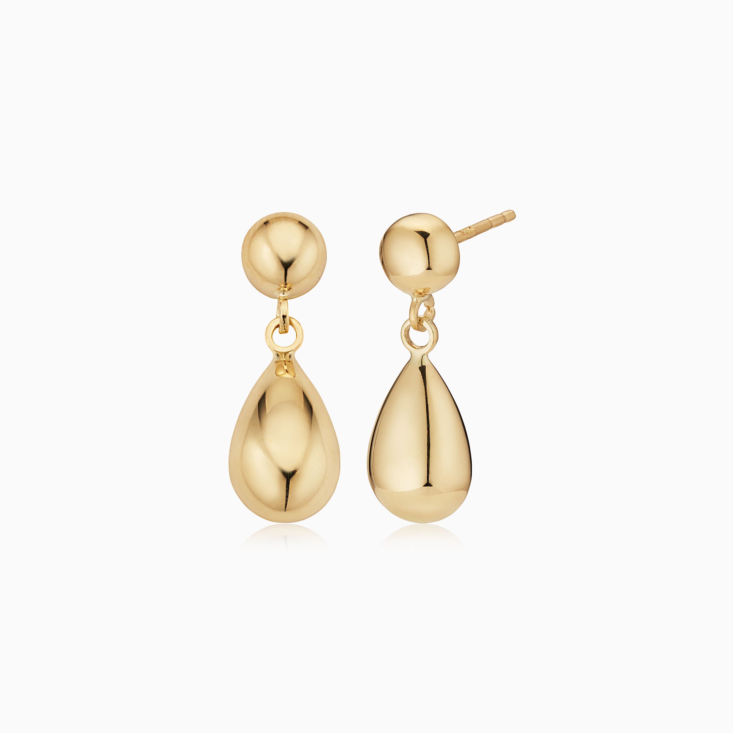 10k Yellow Gold High Polish store Teardrop And Ball Drop Earrings