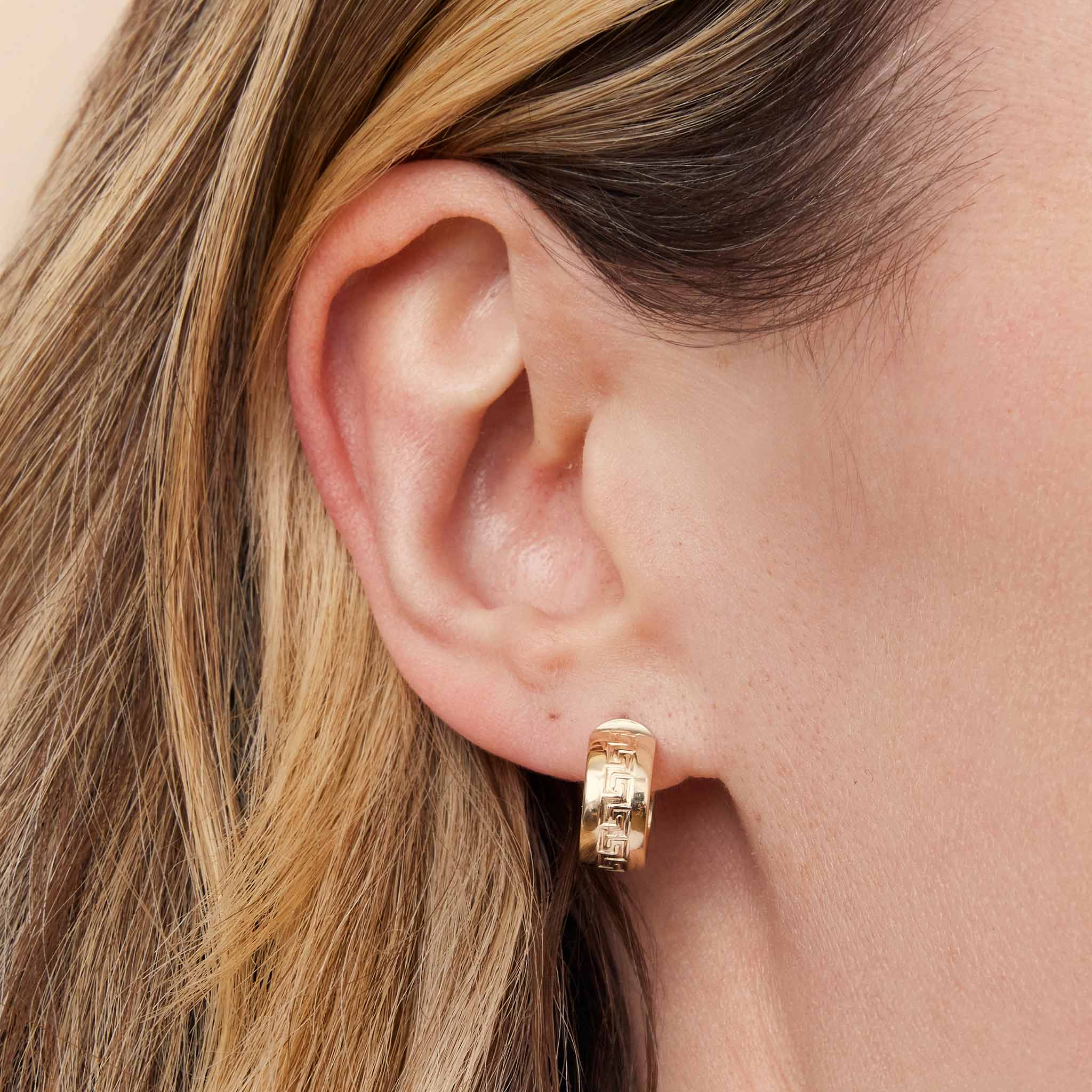 Greek Key Bold Midi Hoops
