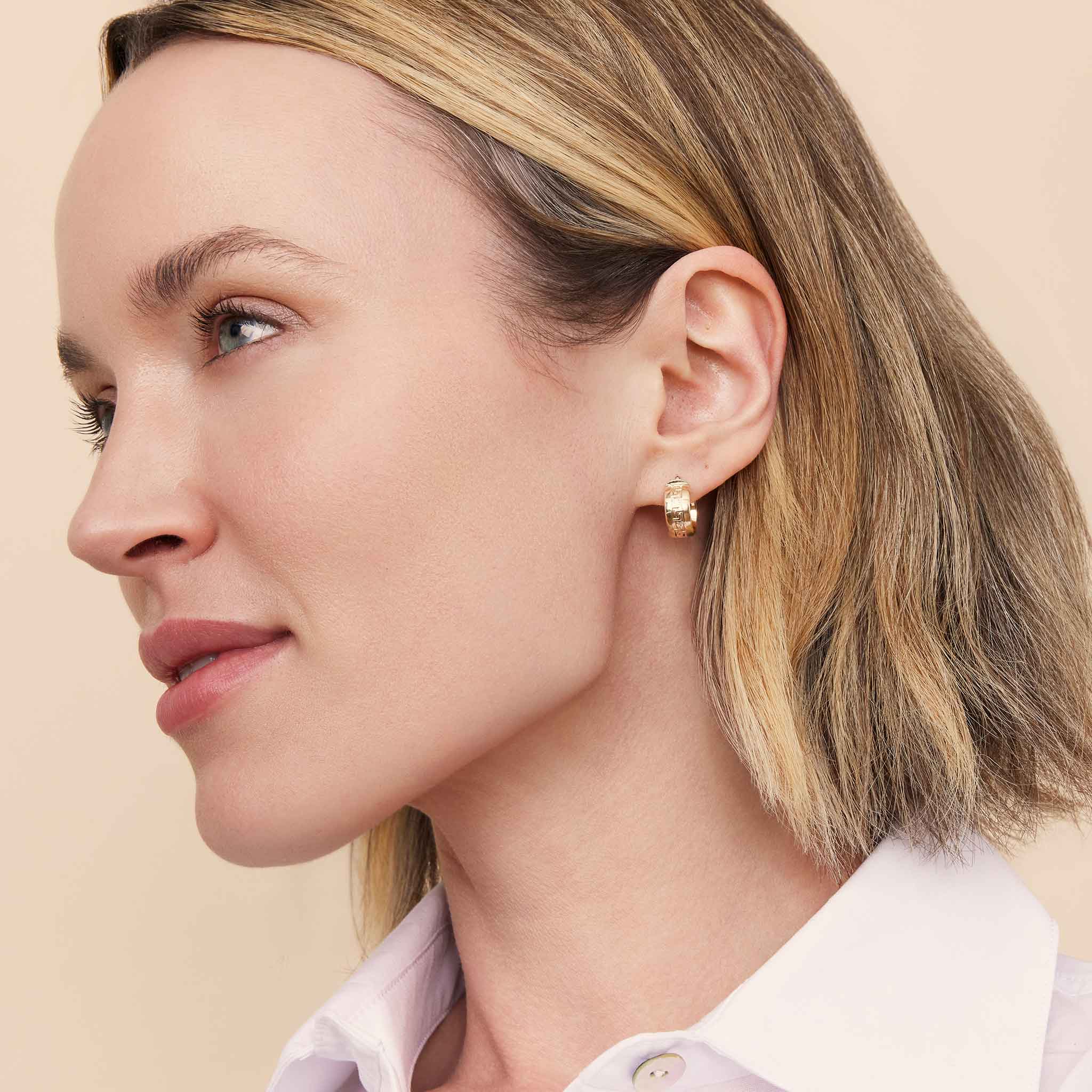 Greek Key Bold Midi Hoops