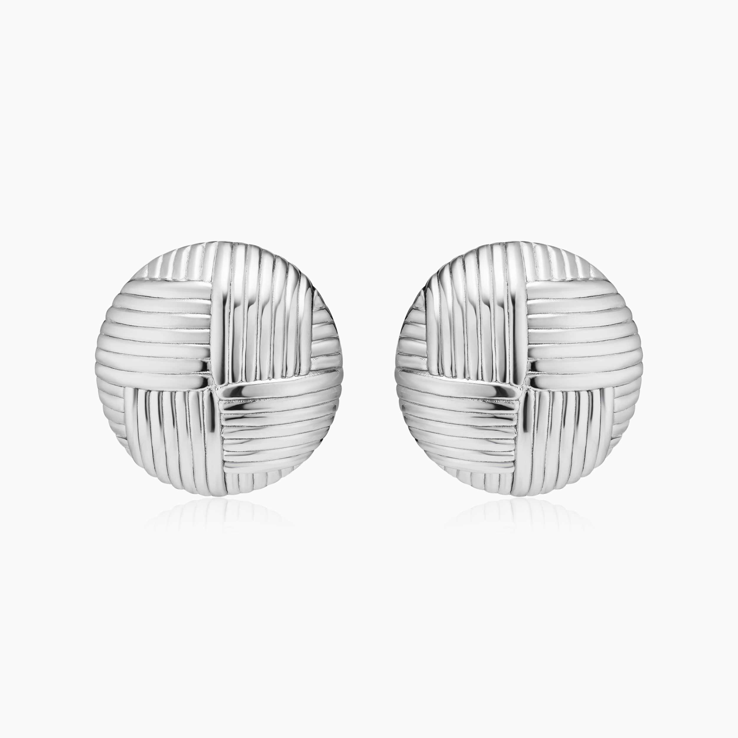 Woven Button Earrings