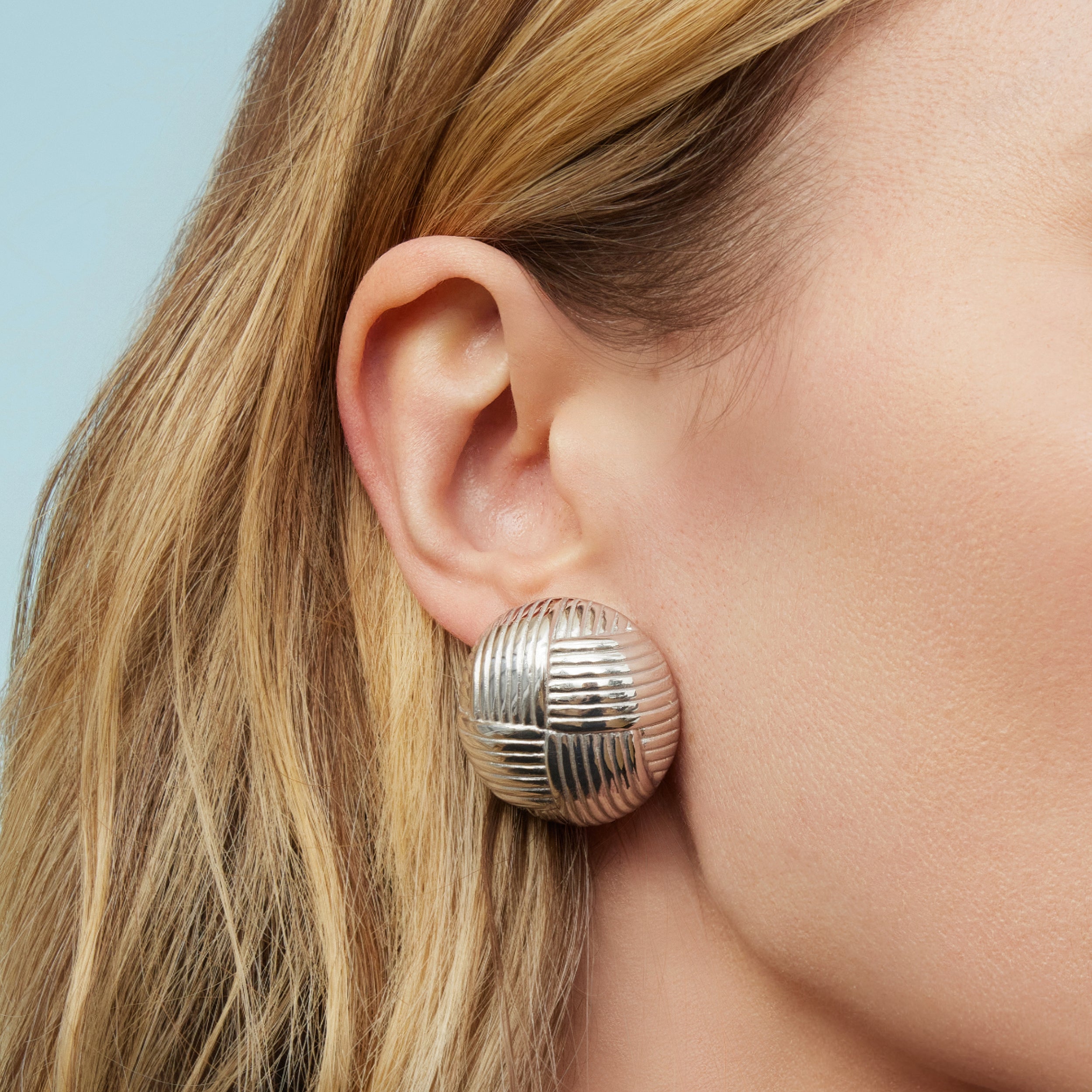 Woven Button Earrings