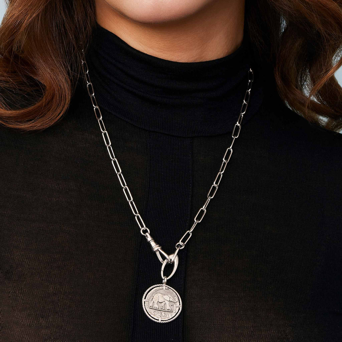 Roman Elephant Medallion Pendant Necklace