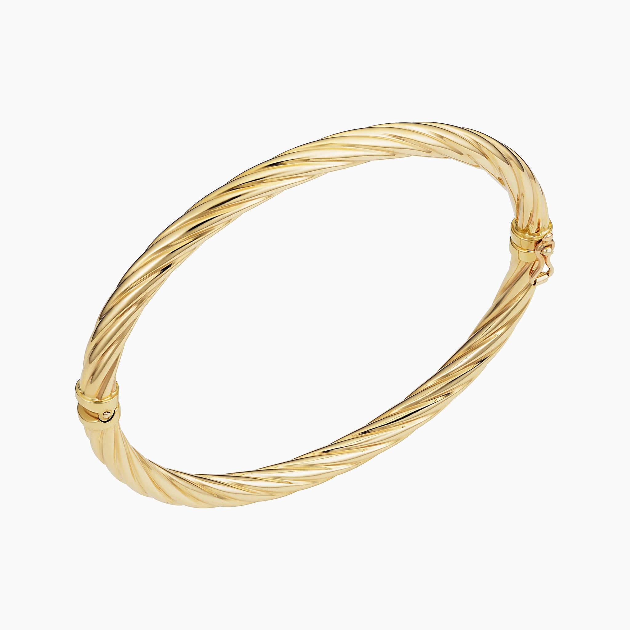 Sculpted Cable Bangle Bracelet in 18K Rose Gold, 4.6mm