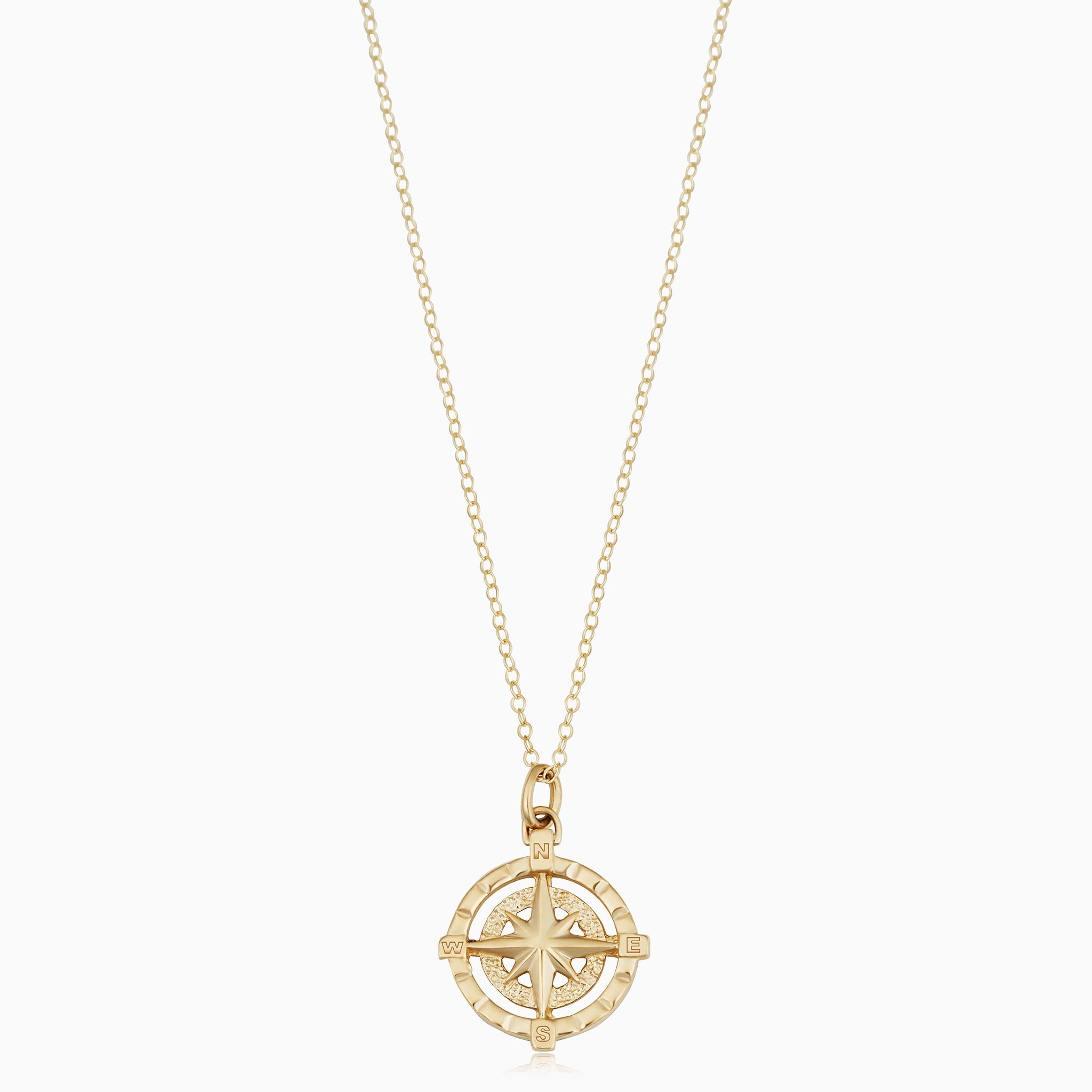 14K Shiny Gold Plated Compass Charm