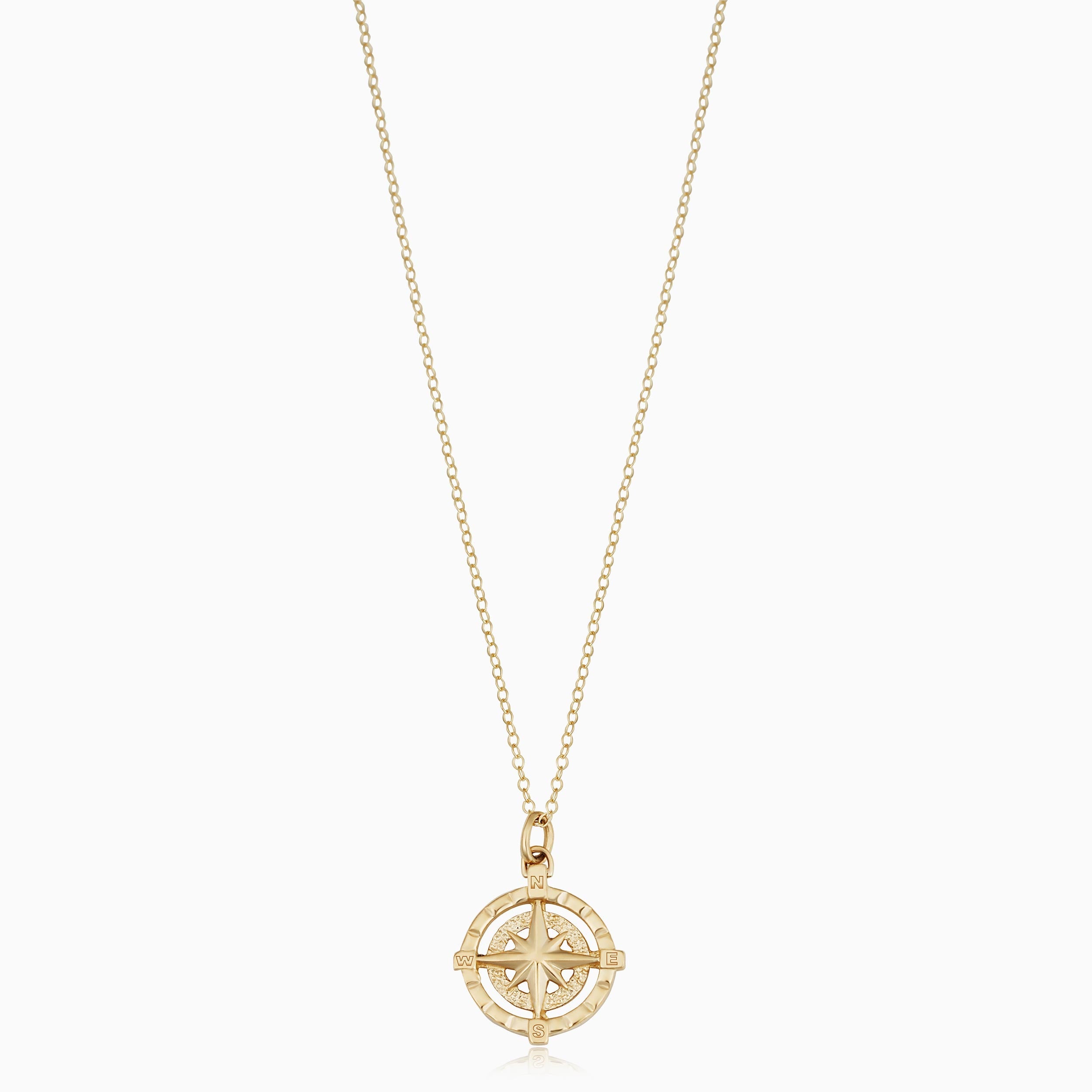 Solid 14k Gold Compass store Pendant