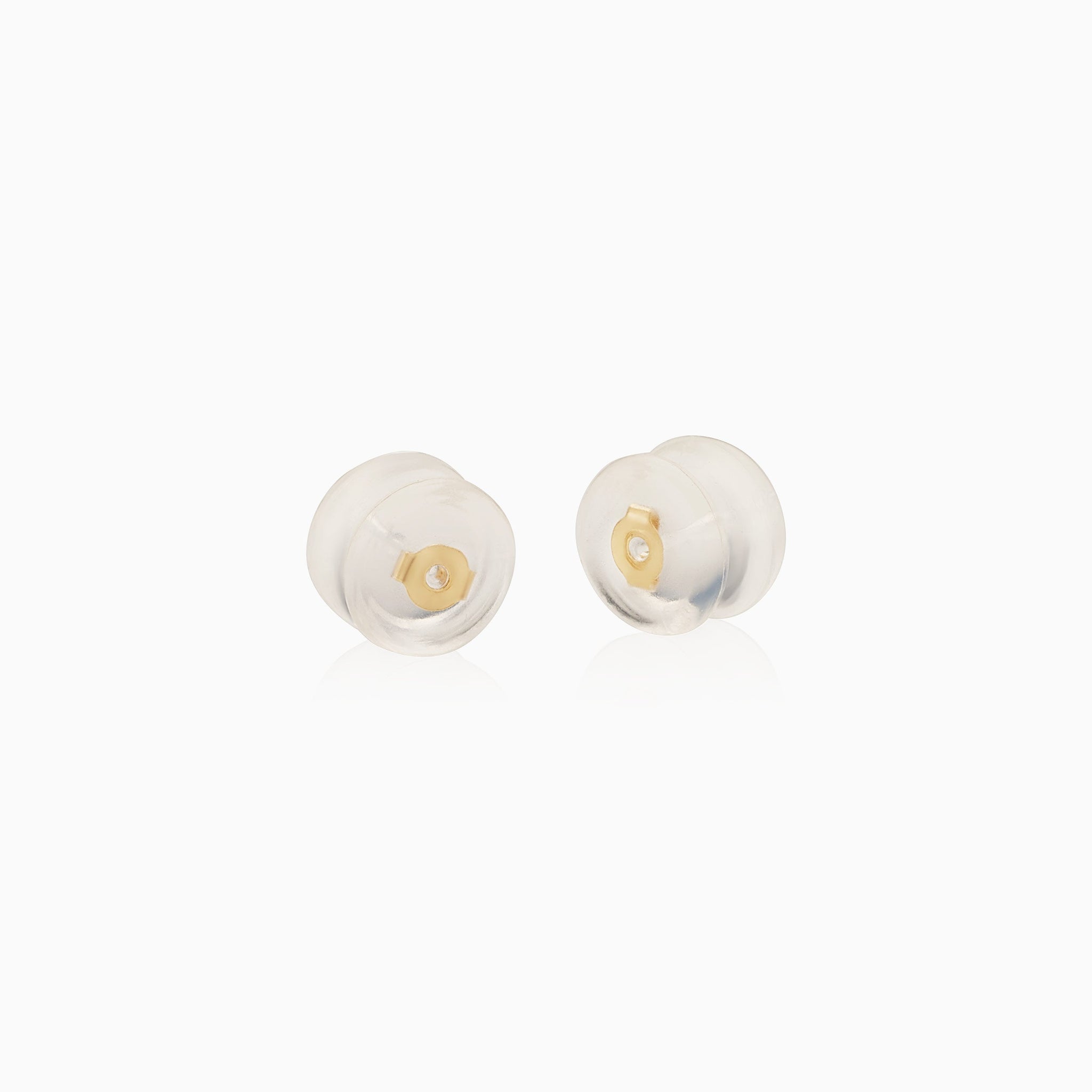 10k White Gold Ball Earrings with Safety Silicone Backs