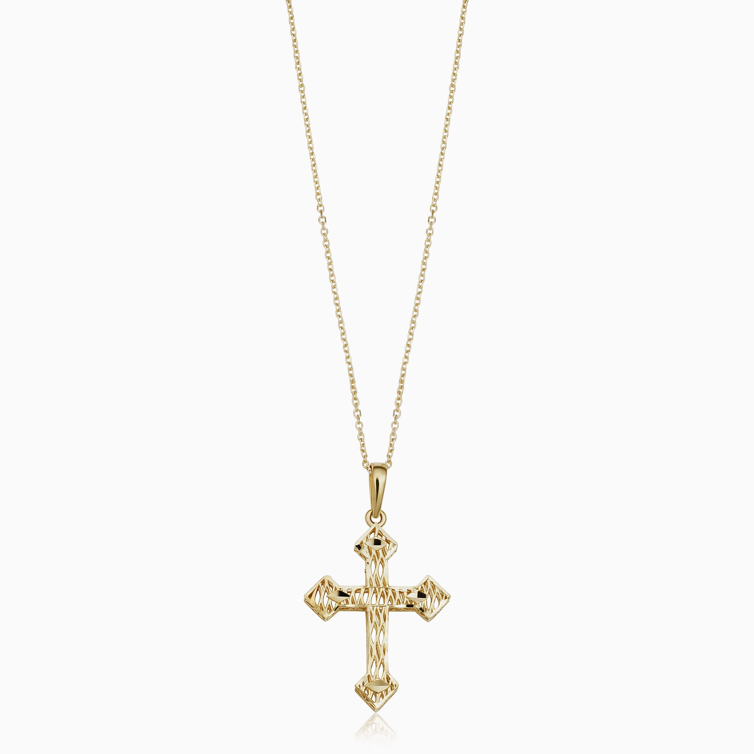 14k Gold Over Real Solid 925 Silver Cross Jesus Piece Crucifix Pendant  Necklace