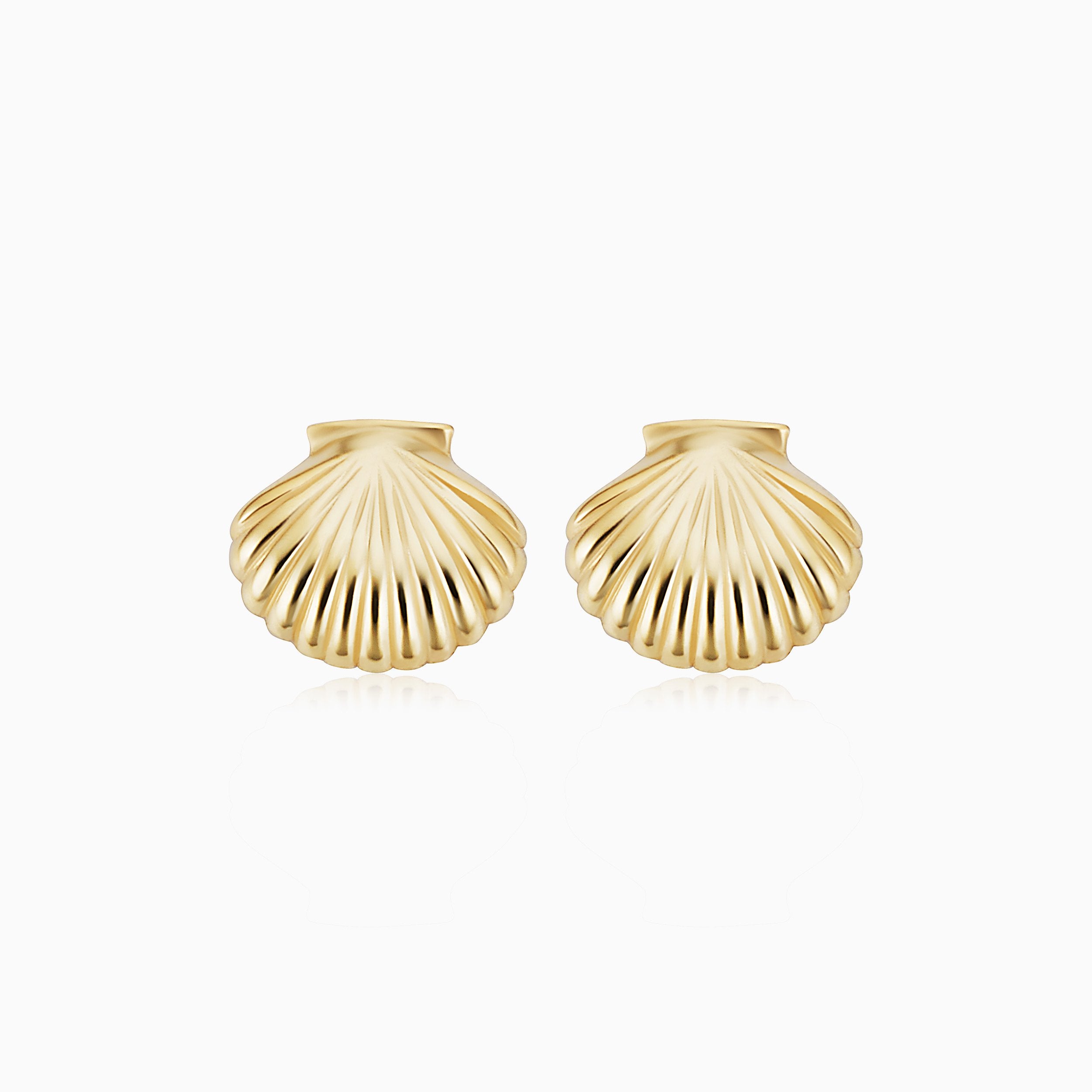 Buy Estele Gold Plated Shell Designer Stud Earrings for Women Online