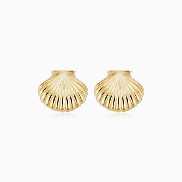 Topshop Ezra statement shell stud earrings in gold | ASOS