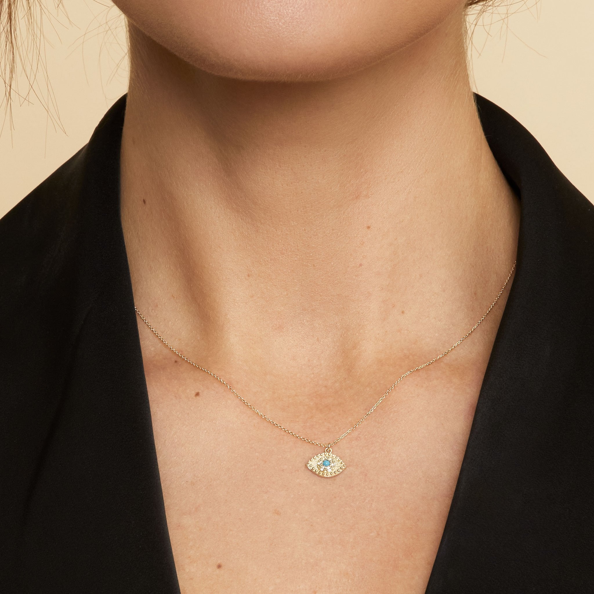 Diamond Evil Eye Necklace in 10k Gold | Medley Jewellery