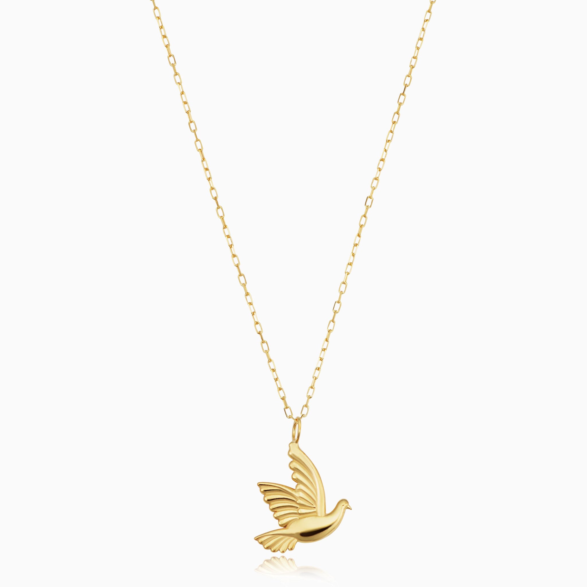 14K Yellow Gold Two-tone Peace Dove Pendant - (A83-601) - Roy Rose Jewelry