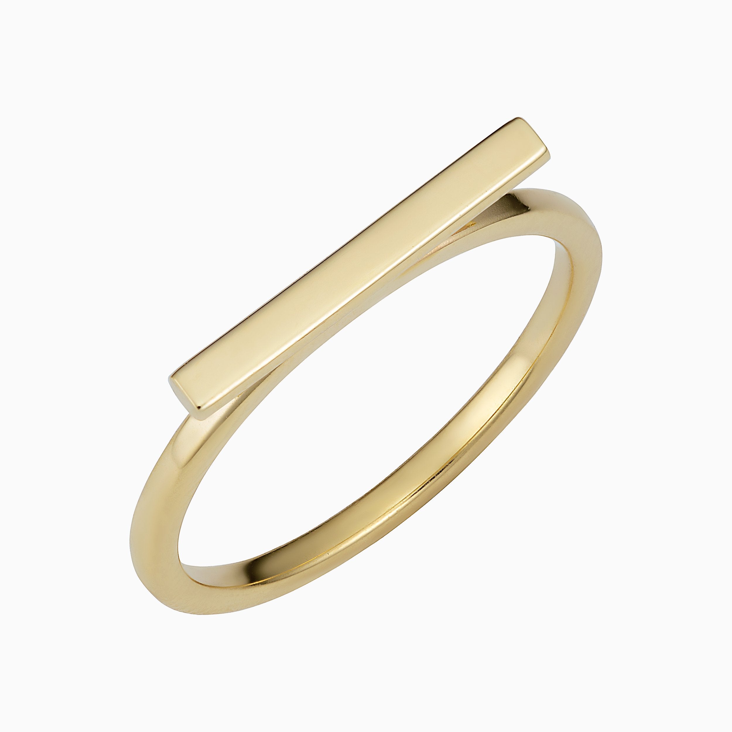 Plain Gold Bar Ring for Women. Womens Open Ring With a Brushed