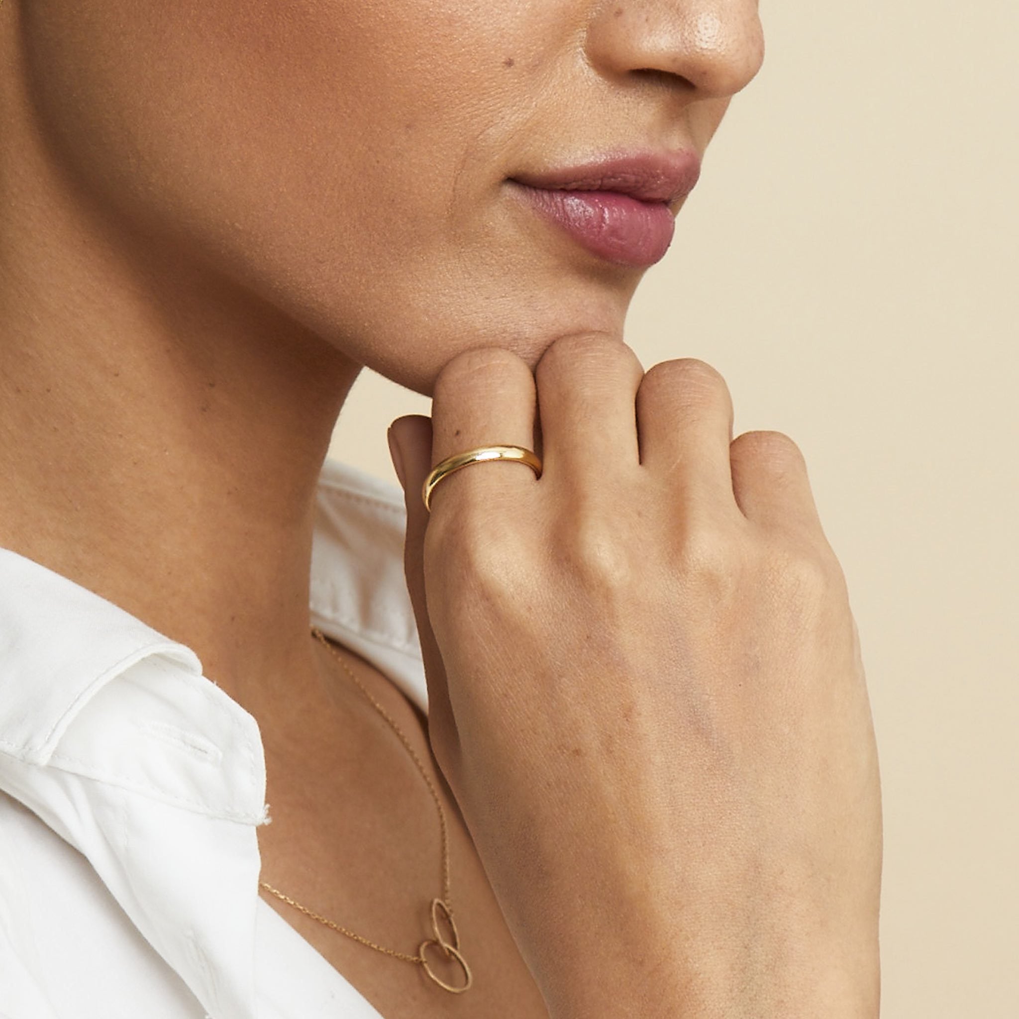 10K Solid Yellow Gold Infinity CZ Ring - Dainty Minimalist Band - TILO JEWELRY